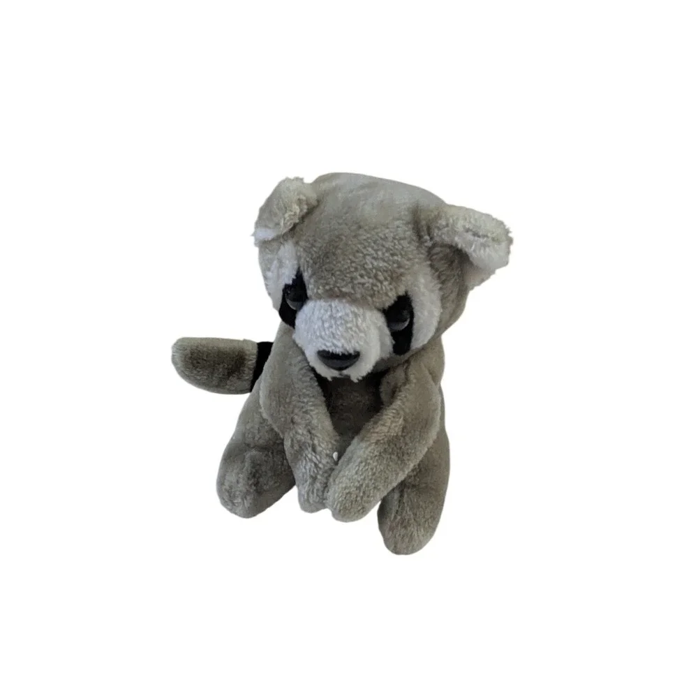 Small Raccoon Plush Stuffed‎ Animal Gray Masked Woodland Toy 6 Inch
